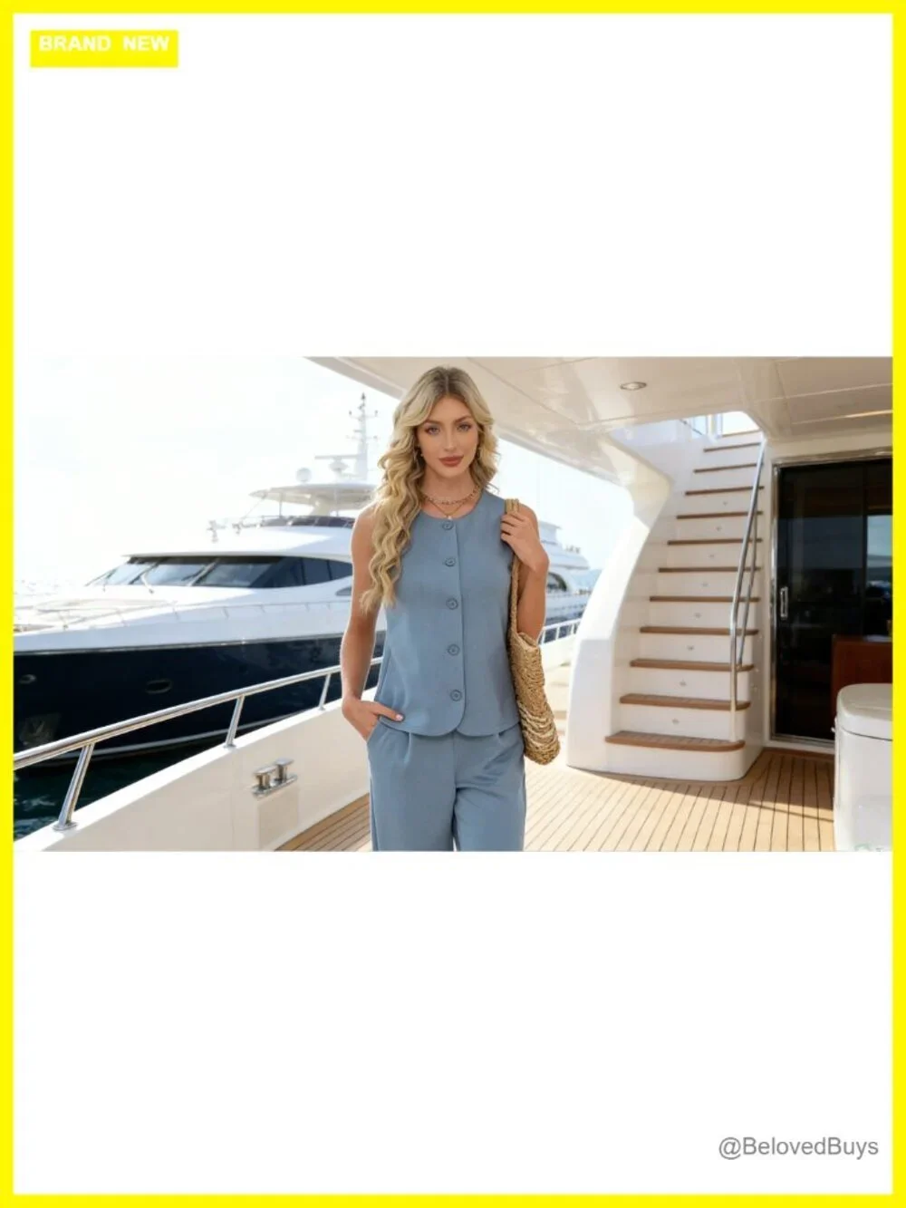 2 Piece Outfit Vest and Wide Leg Pants Set Dressy Casual Work Matching Set
